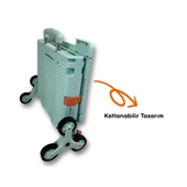 Piknik Masalı, 8 Tekerlekli, 55 Litre Yeşil Katlanır Alışveriş Arabası - Merdiven Çıkan - 4