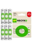 GP Batteries Recyko 950Mah AAA İnce Kalem 6 Adet Ni-Mh Şarjlı Pil 1.2 Volt thumbnail 1