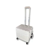 8 Tekerlekli Gri 56L Büyük Boy Sabit Demir Tutacaklı Alışveriş Arabası - 1