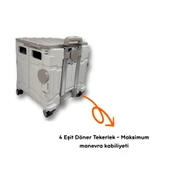 4 Tekerlekli Gri, 38L Orta Boy, Hareketli Alüminuyum Tutacaklı Alışveriş Arabası - 4