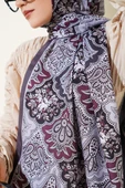 Çiçekli Motifli Soft Şal Füme thumbnail 4