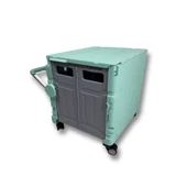 4 Tekerlekli Yeşil 56L Büyük Boy Sabit Alüminyum Tutacaklı Alışveriş Arabası - 1