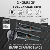 WA-0178 2'li Set Profesyonel Şarjlı Saç,Sakal,Ense,Vücut Traş Kesme Makinesi / Ergonomik Tasarım, Uzun Pil Ömrü, LED Ekran - 3