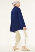 Klasik Yaka Bağlamalı Kimono Lacivert thumbnail 3