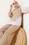 Loyşa Çizgi Garnili Tunik İkili Takım Bej thumbnail 1