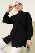 Belden Kuşak Bağlamalı Gömlek Siyah thumbnail 1