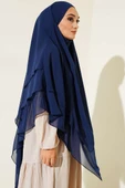 Şifon Sufle Himar Şal Lacivert thumbnail 2