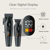 WA-0178 2'li Set Profesyonel Şarjlı Saç,Sakal,Ense,Vücut Traş Kesme Makinesi / Ergonomik Tasarım, Uzun Pil Ömrü, LED Ekran - 4