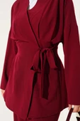 Bel Pensli Yandan Bağlamalı İkili Takım Bordo thumbnail 4