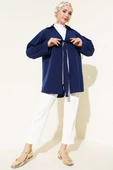 Klasik Yaka Bağlamalı Kimono Lacivert thumbnail 2