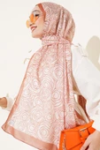 Çizgi Gül Desen Soft Şal Somon thumbnail 2