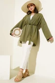 Örgü Kemerli Kimono Haki thumbnail 2