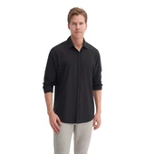 Regular Fit Dokuma Viscon Uzun Kol Gömlek thumbnail 12