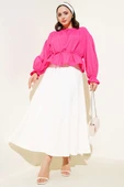 Bilek Lastikli Bel Tünelli Kısa Gömlek Fuşya thumbnail 2