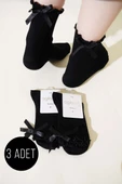 Bayan 3lü Kurdeleli Soket Çorap Siyah thumbnail 1