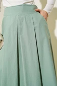 Geniş Pileli Cepli Etek Mint - 4