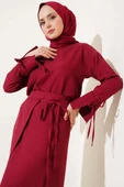 İp Bağcıklı Etekli Basic İkili Takım Bordo thumbnail 2