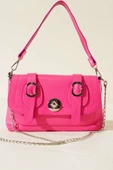 Çift Kemer Detaylı Rugan Çanta Fuşya thumbnail 2