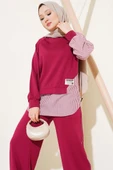 Loyşa Çizgi Garnili Tunik İkili Takım Bordo thumbnail 2