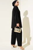 Gold Düğmeli İp Detaylı İkili Takım Siyah thumbnail 3