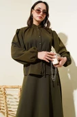 İp Kuşaklı Düğmeli Etekli İkili Takım Haki thumbnail 2