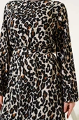 Leopar Desen Bel Lastikli Volanlı Bürümcük Elbise Leopar thumbnail 4