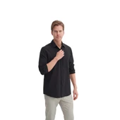 Regular Fit Dokuma Viscon Uzun Kol Gömlek thumbnail 11