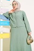 Brit Düğmeli Bluzlu Jile İkili Takım Çağla Yeşili thumbnail 2