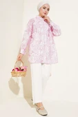 Desenli Bilek Bağcıklı Gömlek Pembe thumbnail 2