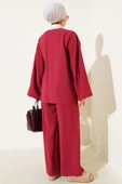 Yandan İp Bağcıklı Kimono İkili Takım Bordo thumbnail 3