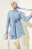 Kendinden Bel Kuşaklı Gömlek Mavi thumbnail 1