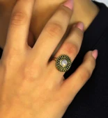 Doğal Taş Aytaşı Yuvarlak Doğal Taşlı Antik Model Kadın Ayarlanabillir Yüzük euy70ay thumbnail 1