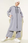 Omuz Apoletli Uzun Hırkalı Ayrobin İkili Takım Gri thumbnail 1
