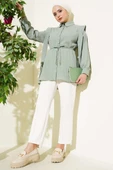 Taş Düğmeli Omuz Pileli Gömlek Mint thumbnail 2