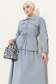 Cep Kapaklı Bel Tünelli Etekli Bürümcük Takım Gri thumbnail 2