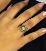 Doğal Taş Aytaşı Yuvarlak Doğal Taşlı Antik Model Kadın Ayarlanabillir Yüzük euy70ay thumbnail 2