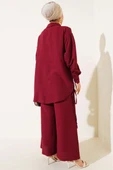 Yanları İp Detaylı İkili Takım Bordo thumbnail 3