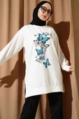 Kelebek Baskılı İki İplik Tunik Beyaz thumbnail 1
