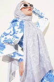 Çizgi Gül Desen Soft Şal Taş thumbnail 1