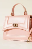 Kilit Detaylı Kenar Dikişli Çanta Pudra thumbnail 3