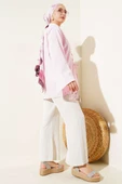 Önü Bağcıklı Geniş Kol Kimono Pembe thumbnail 3