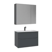 Orka Messina 85 cm Mat Antrasit Banyo Dolabı Alt Modül Lavabo thumbnail 2