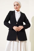 Cep Kapaklı Tek Düğmeli Blazer Ceket Siyah thumbnail 1