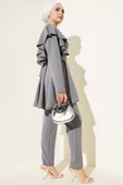 Omuz Fırfırlı Kuşaklı Tunik İkili Takım Gri thumbnail 3