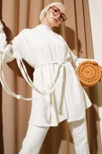 Örgü Kemerli Kimono Ekru thumbnail 1
