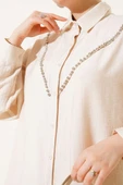 V Taşlı Gömlek Bej thumbnail 4