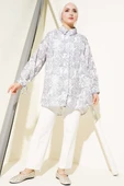 Desenli Bilek Bağcıklı Gömlek Gri thumbnail 2