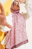Çizgi Gül Desen Soft Şal Pembe thumbnail 1