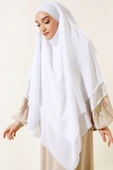 Şifon Sufle Himar Şal Beyaz thumbnail 2