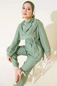 Pelerin Detaylı Tunik İkili Takım Çağla Yeşili thumbnail 1